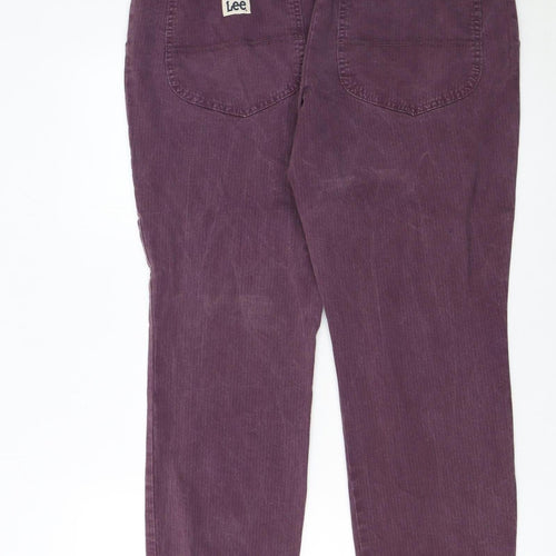 Lee Women's Purple Corduroy Tapered Leg Regular Fit Trousers Size 14