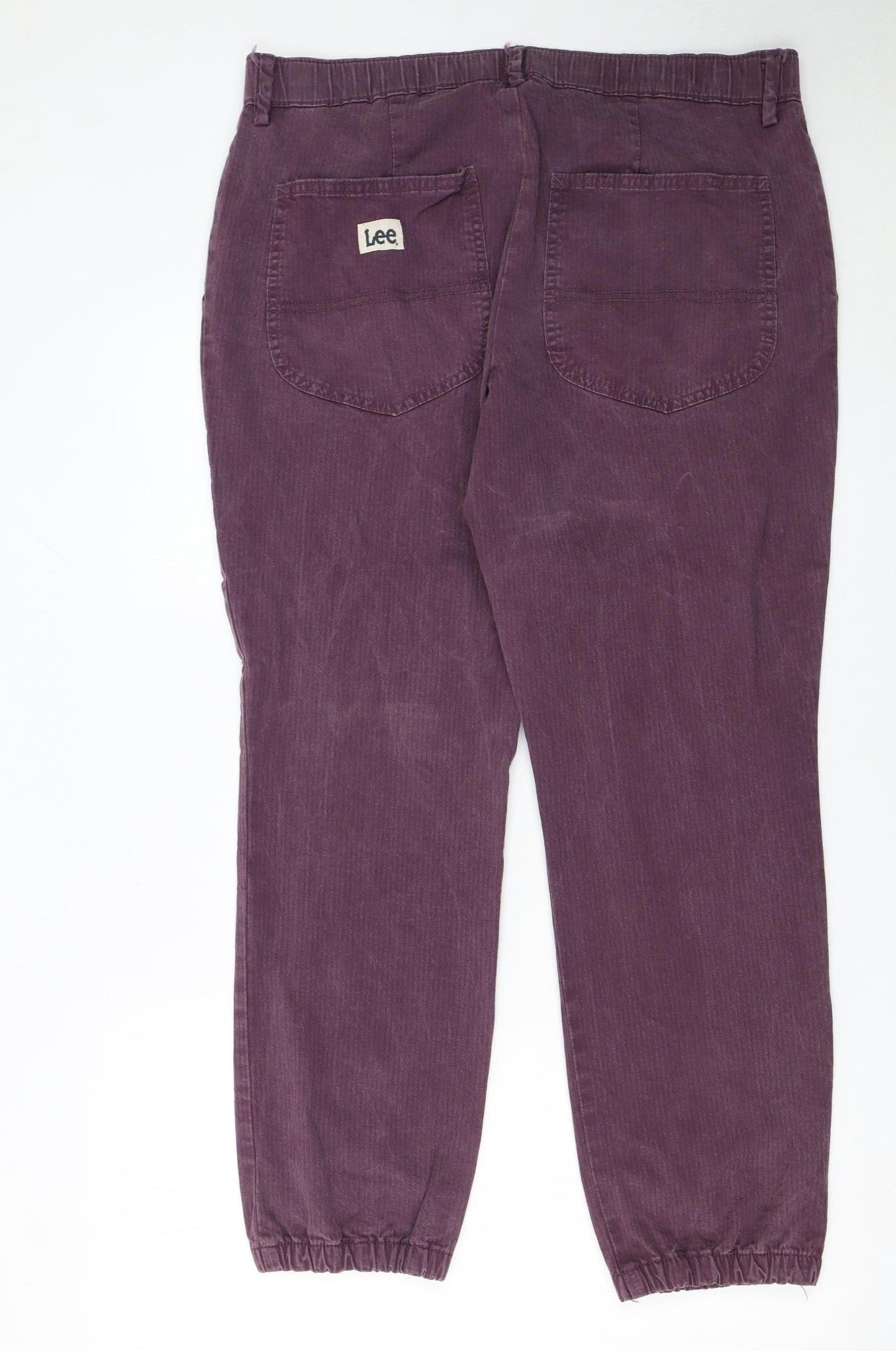 Lee Women's Purple Corduroy Tapered Leg Regular Fit Trousers Size 14