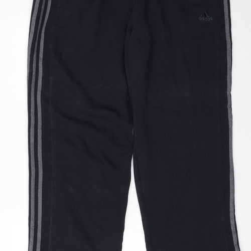 Adidas Men's Black XL Fleece Sweatpants with Grey Stripes