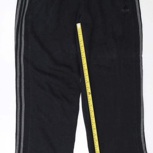 Adidas Men's Black XL Fleece Sweatpants with Grey Stripes