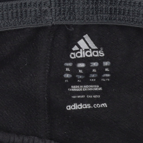 Adidas Men's Black XL Fleece Sweatpants with Grey Stripes