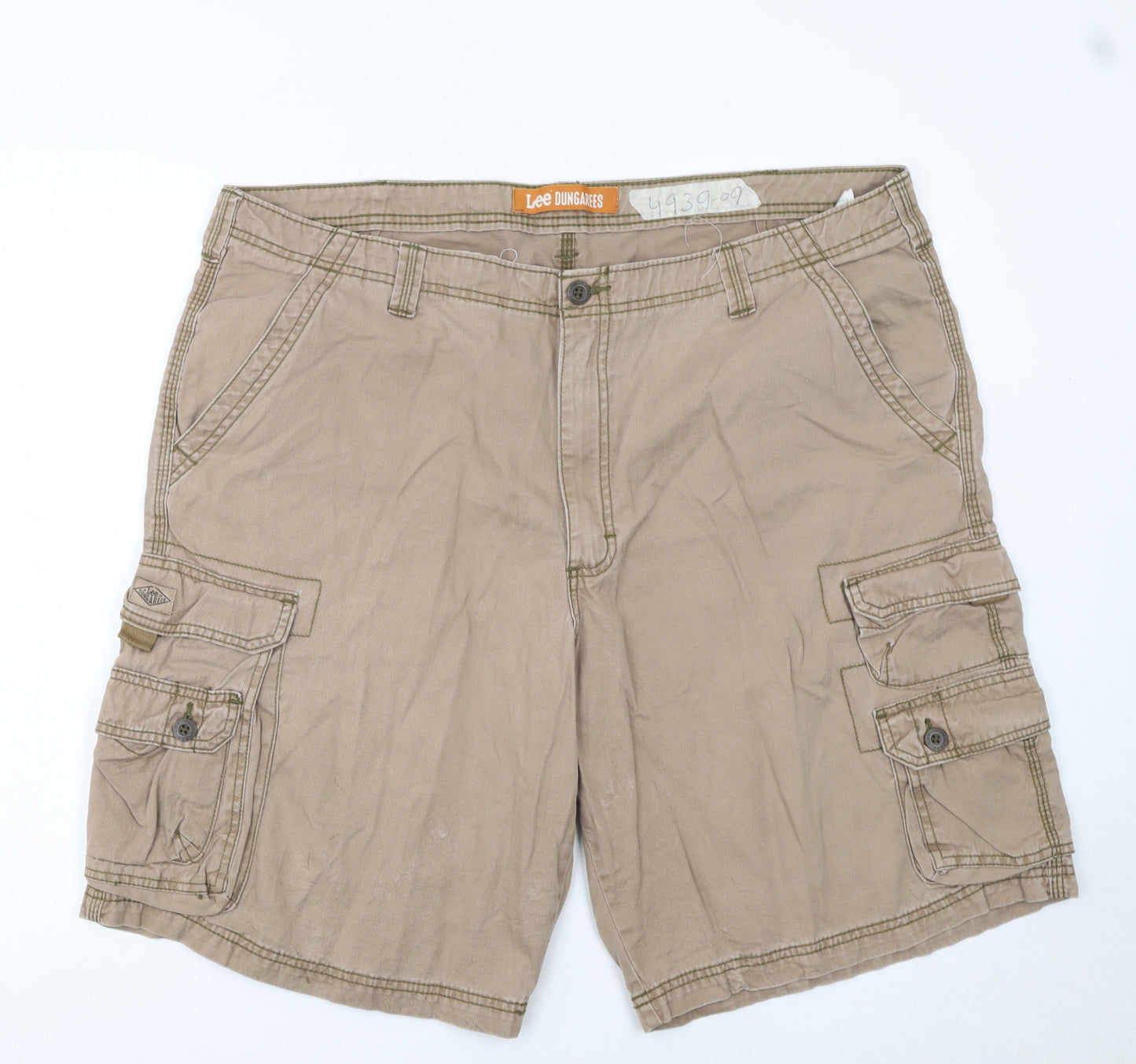 Lee Dungarees Men's Beige Cargo Shorts Size 42 Cotton Canvas