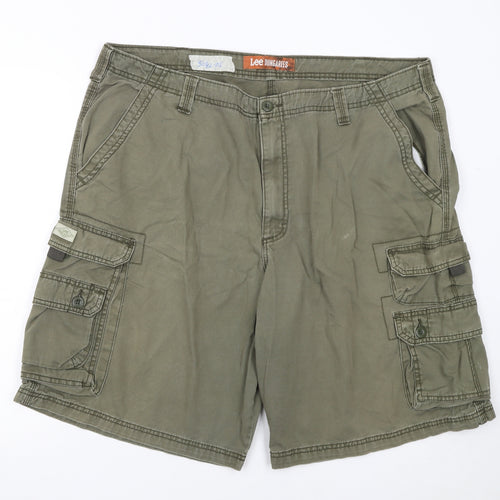 Lee Dungarees Men's Khaki Green Cargo Shorts Size 42 Cotton Workwear