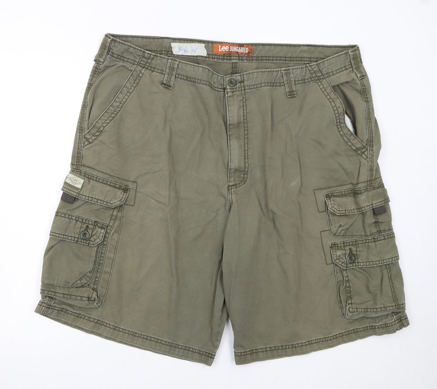 Lee Dungarees Men's Khaki Green Cargo Shorts Size 42 Cotton Workwear