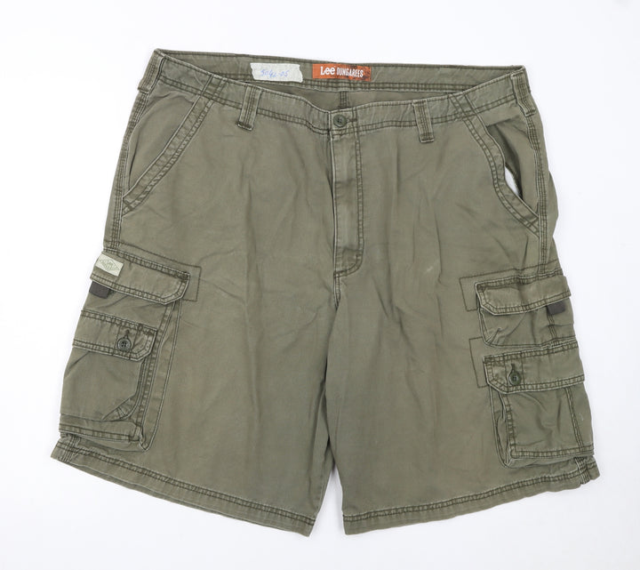 Lee Dungarees Men's Khaki Green Cargo Shorts Size 42 Cotton Workwear