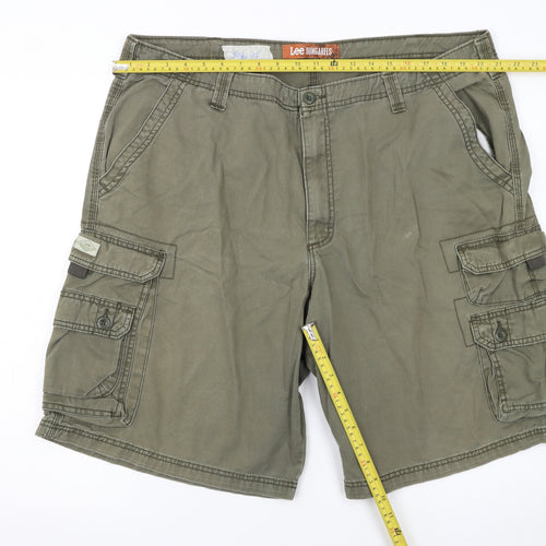 Lee Dungarees Men's Khaki Green Cargo Shorts Size 42 Cotton Workwear