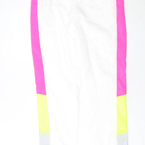 Puma Womens White Pink Colourblock Jogger Trousers Size S