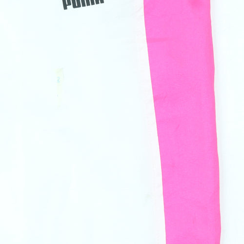 Puma Womens White Pink Colourblock Jogger Trousers Size S