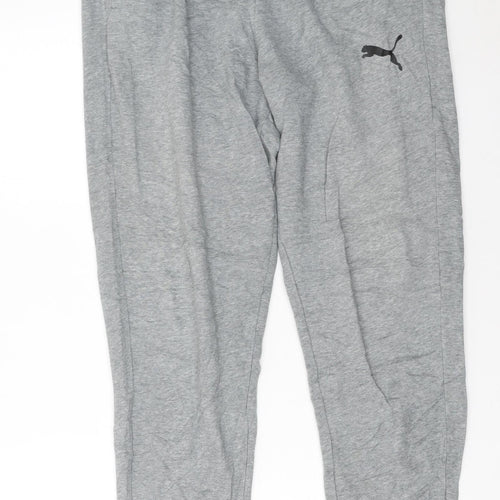 Puma Men's Grey Jogger Sweatpants M Regular Fit Elastic Waist