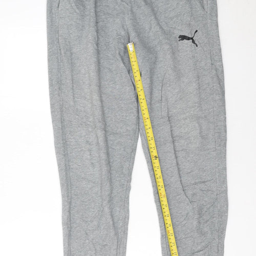 Puma Men's Grey Jogger Sweatpants M Regular Fit Elastic Waist