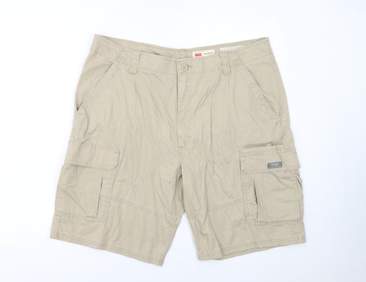 Wrangler Men's Beige Cargo Shorts Size 36 Relaxed Fit Cotton