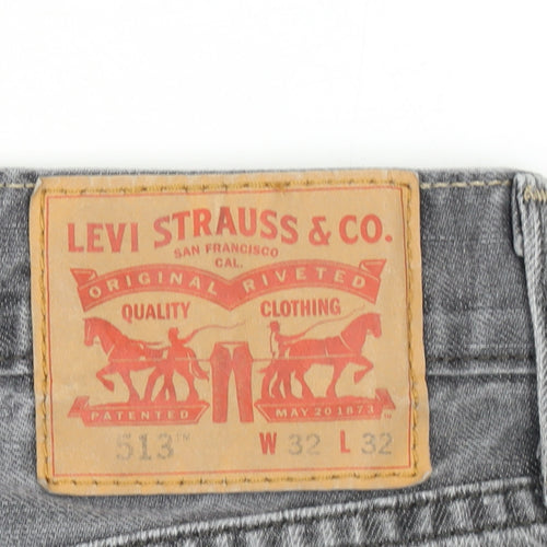 Levi’s 513 Men’s Grey Denim Jeans Size W32 L32 Straight Fit