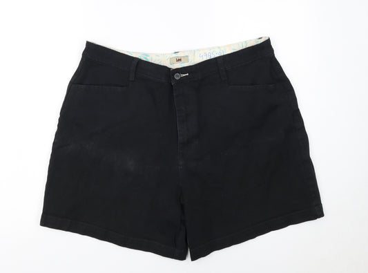 Lee Women's Black Chino Shorts Size 18 Stretch Cotton Blend