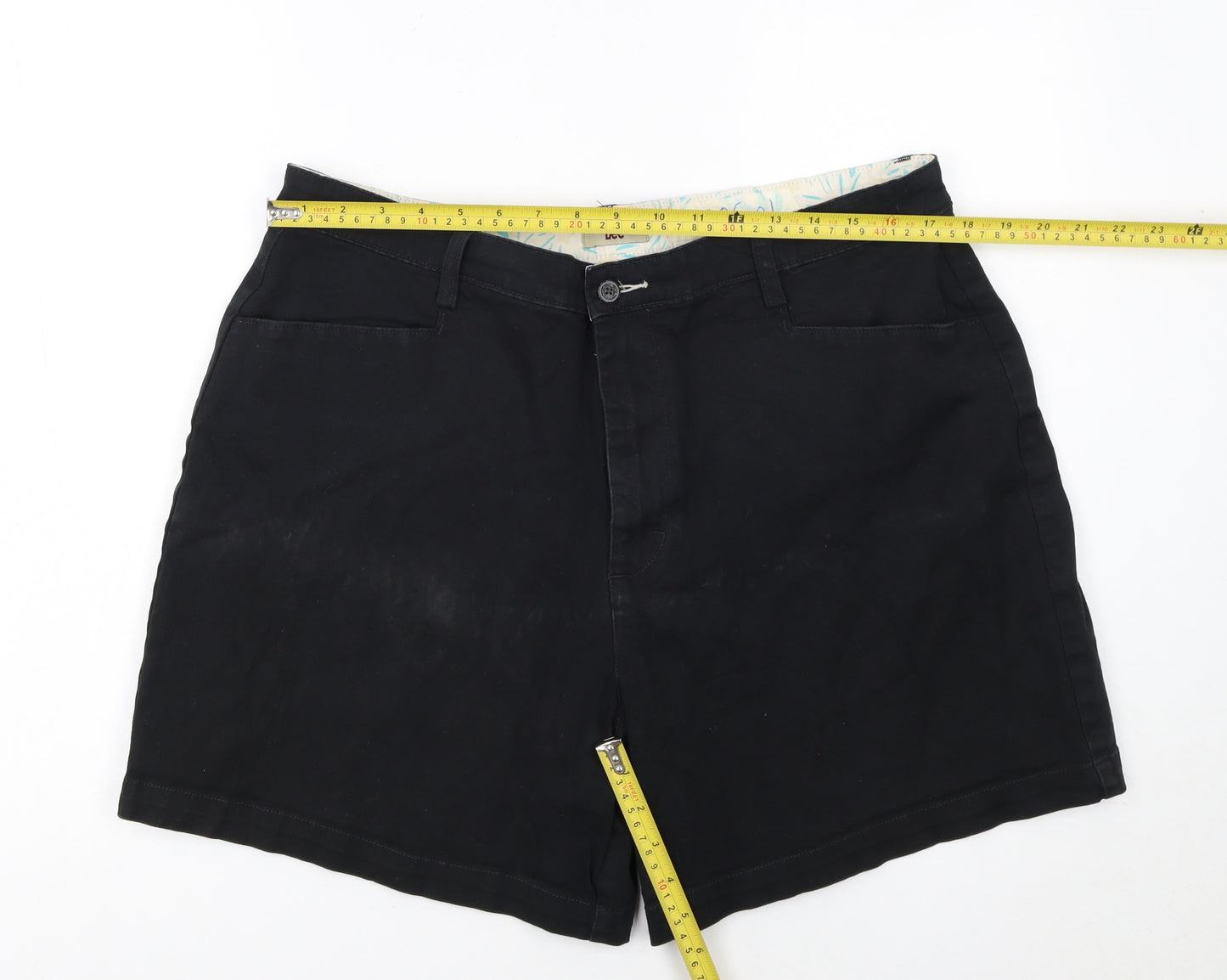 Lee Women's Black Chino Shorts Size 18 Stretch Cotton Blend