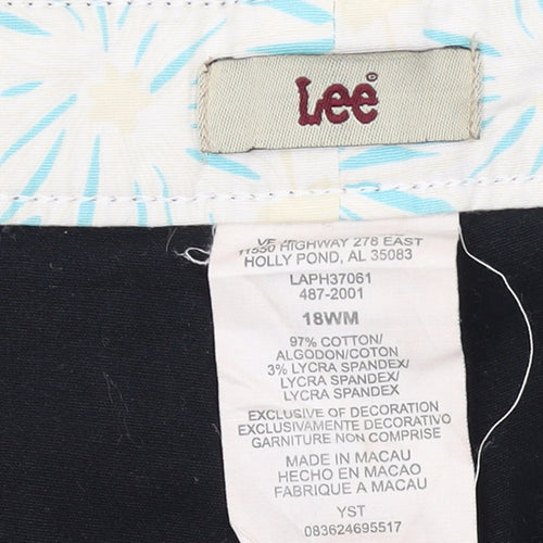 Lee Women's Black Chino Shorts Size 18 Stretch Cotton Blend