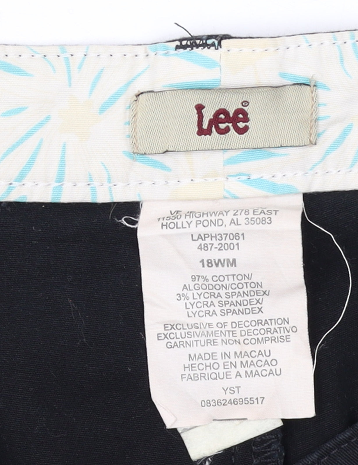 Lee Women's Black Chino Shorts Size 18 Stretch Cotton Blend