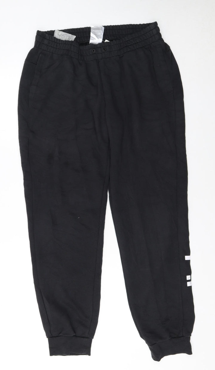 Adidas Womens Black Jogger Trousers Size L Elastic Waist Logo Sports