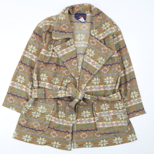 Great Gear Women's Beige Fair Isle Belted Fleece Coat L