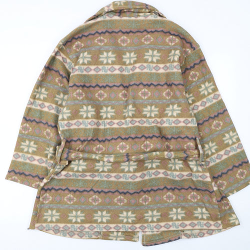 Great Gear Women's Beige Fair Isle Belted Fleece Coat L