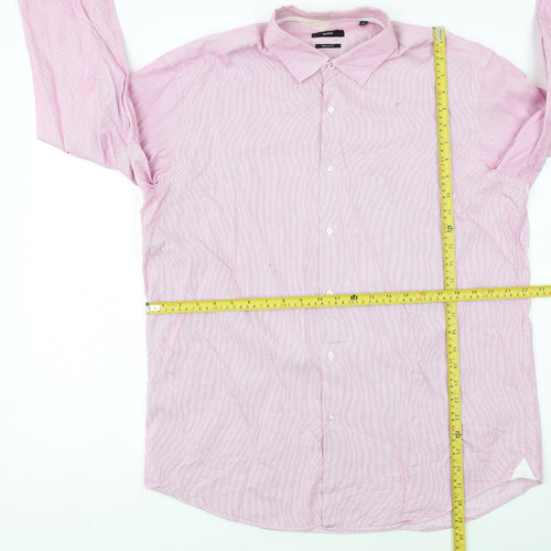 Hugo Boss Men's Pink Regular Fit Long Sleeve Button-Up Shirt Size 17.5