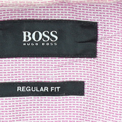 Hugo Boss Men's Pink Regular Fit Long Sleeve Button-Up Shirt Size 17.5