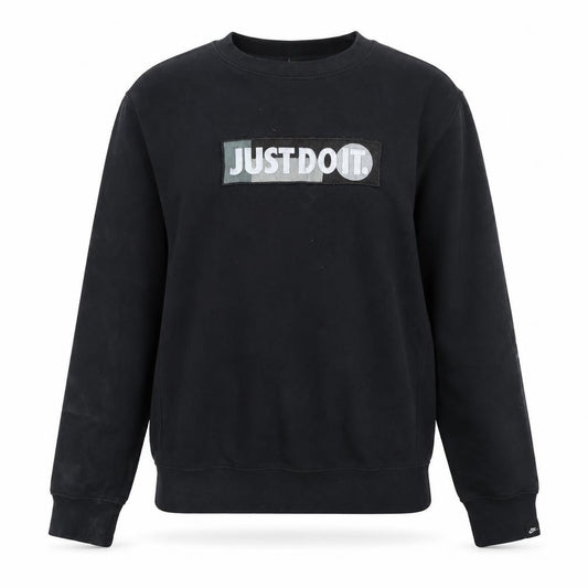 Front view of Nike Women's Black Just Do It Crew Neck Sweatshirt, size S