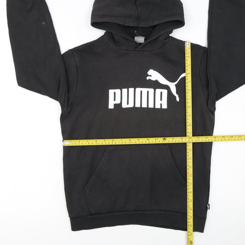 Puma Boys Black Hoodie Size 13-14 Years Pullover Cotton Blend Fleece