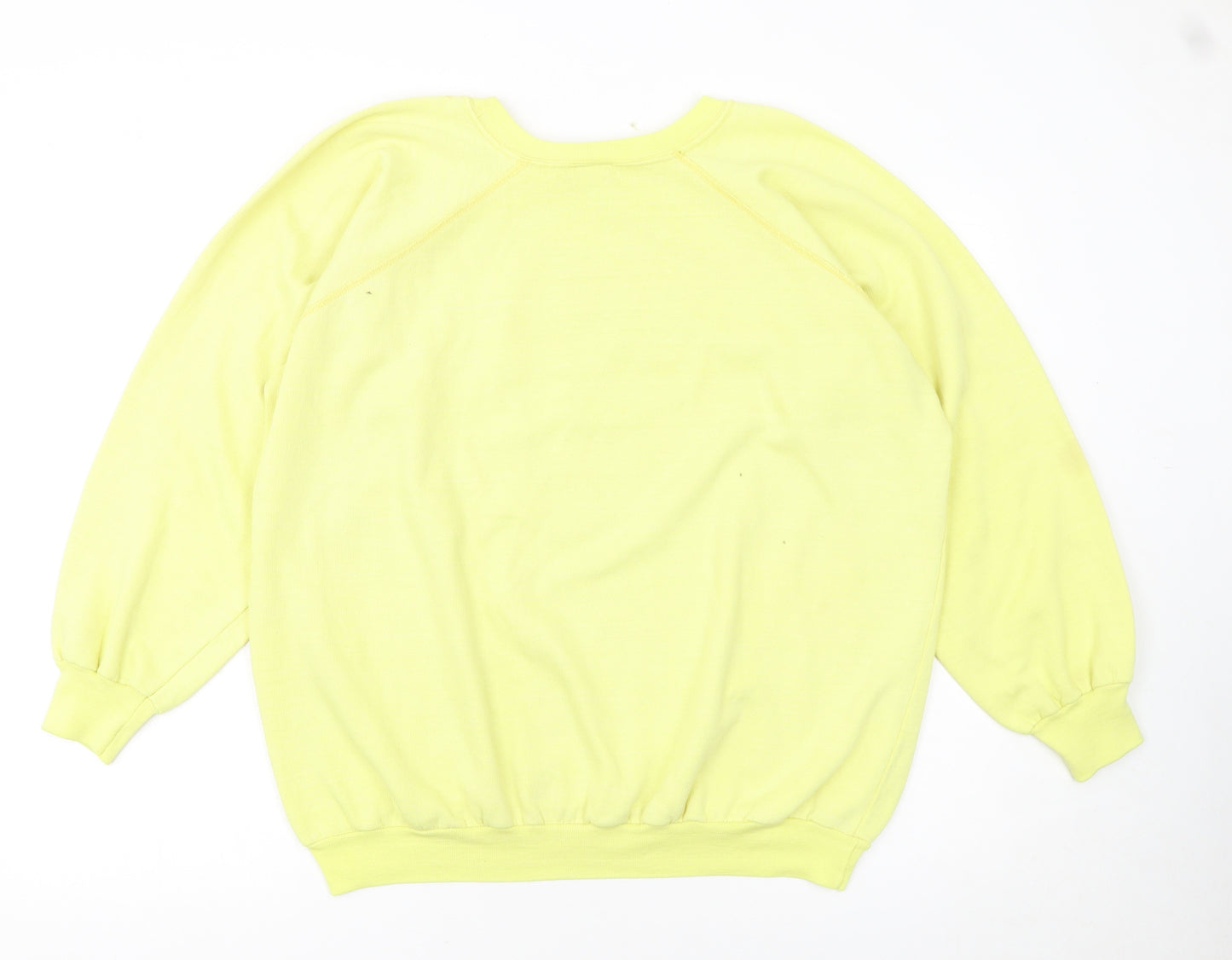 Guess Women Yellow Pullover Sweatshirt L Teddy Bear Graphic Vintage