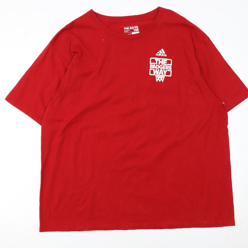 Adidas Men’s Red 2XL Graphic Sports T-Shirt The Badgers Way