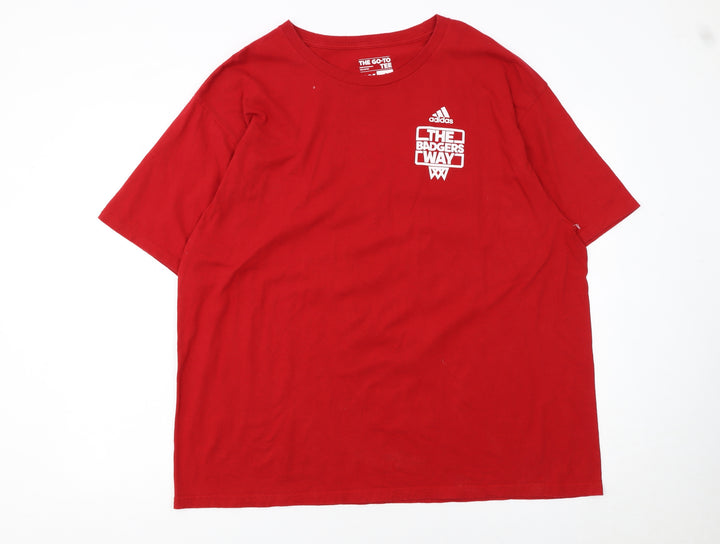 Adidas Men’s Red 2XL Graphic Sports T-Shirt The Badgers Way