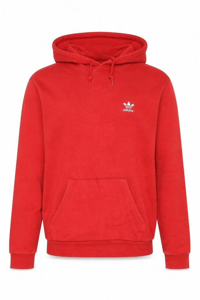Front view of Adidas Men's Red Pullover Hoodie, size M, Regular Fit Sportswear
