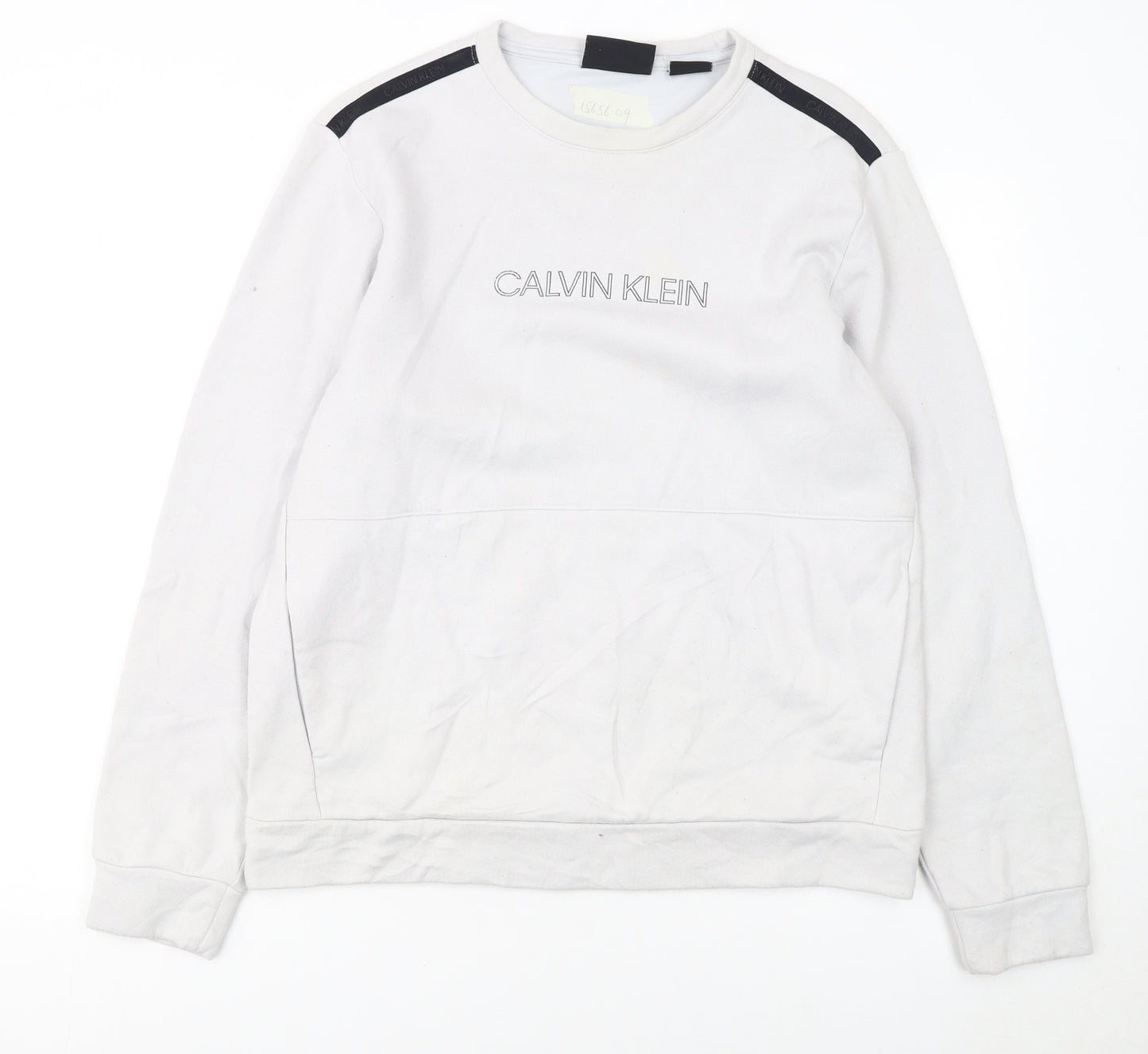 Calvin Klein Men’s White Logo Sweatshirt Size M Crew Neck Pullover