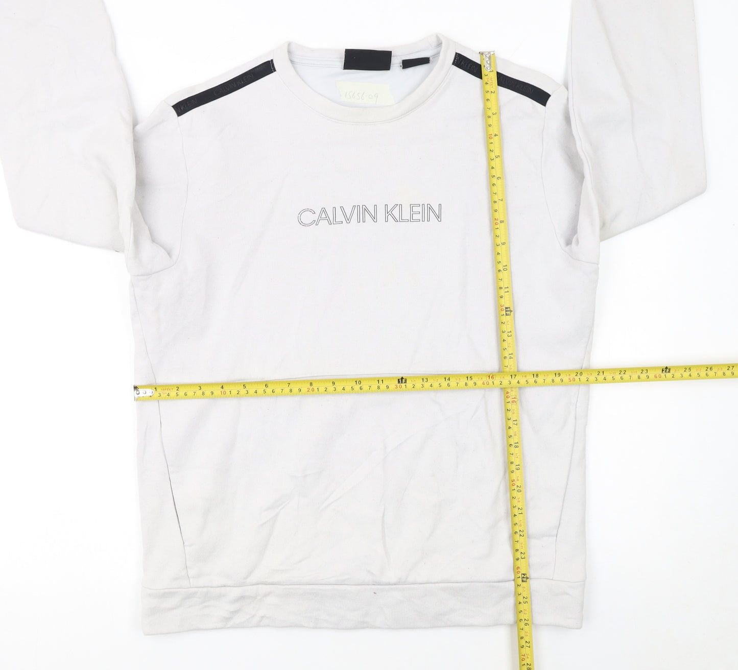 Calvin Klein Men’s White Logo Sweatshirt Size M Crew Neck Pullover
