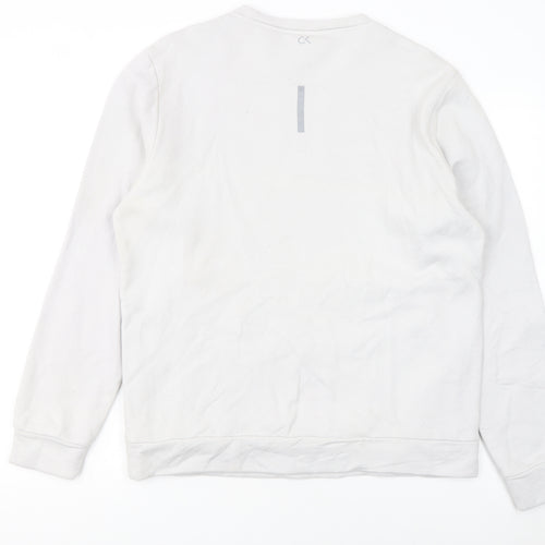 Calvin Klein Men’s White Logo Sweatshirt Size M Crew Neck Pullover