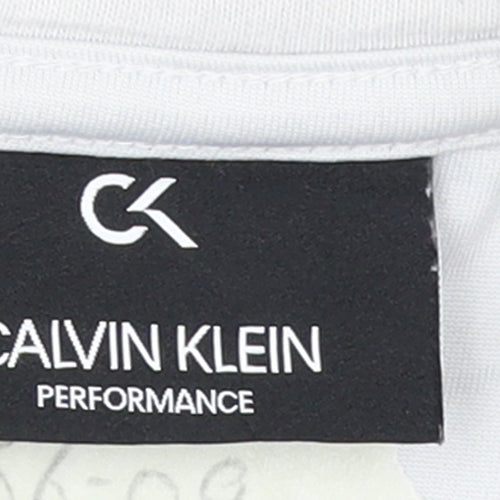 Calvin Klein Men’s White Logo Sweatshirt Size M Crew Neck Pullover
