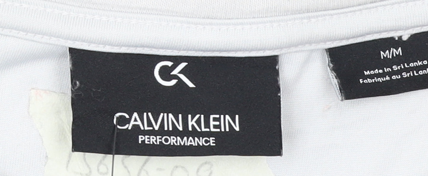 Calvin Klein Men’s White Logo Sweatshirt Size M Crew Neck Pullover