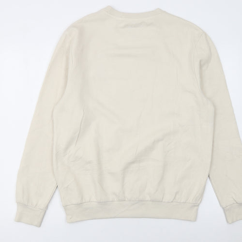 Disney Women Beige Mickey Mouse Pullover Sweatshirt Size 12 L