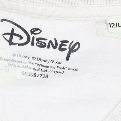 Disney Women Beige Mickey Mouse Pullover Sweatshirt Size 12 L