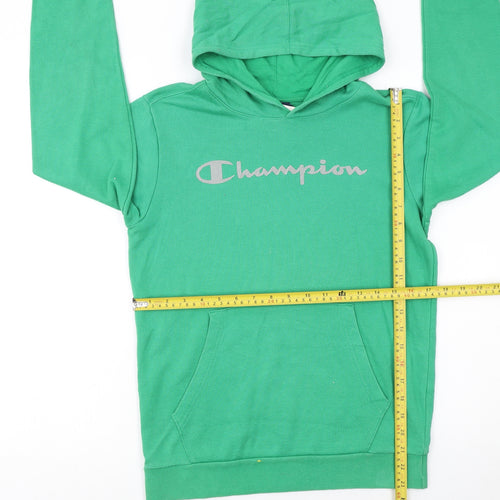 Champion Boys Green Pullover Hoodie 13-14 Years Logo Graphic Cotton Blend