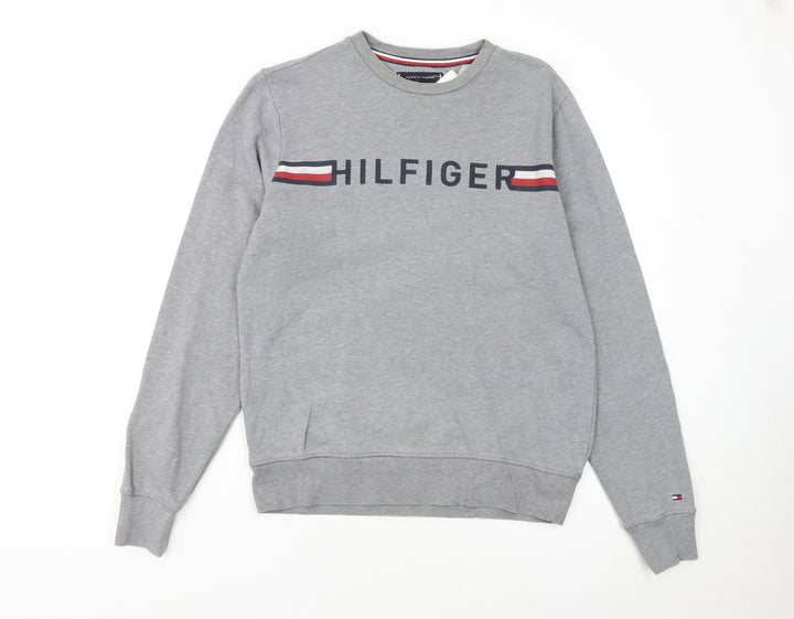 Tommy Hilfiger Men's Grey Logo Crew Neck Sweatshirt S