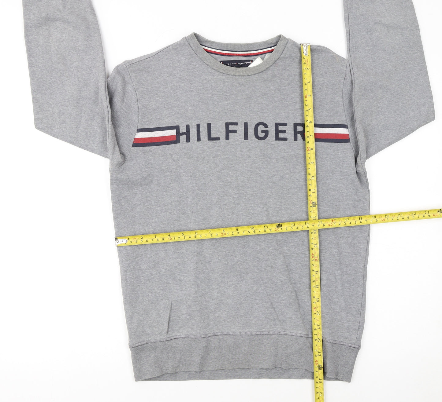 Tommy Hilfiger Men's Grey Logo Crew Neck Sweatshirt S