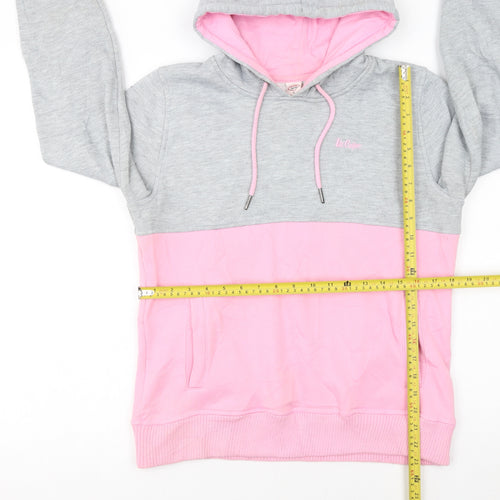 Lee Cooper Women Grey Pink Pullover Hoodie Size 12 Colourblock