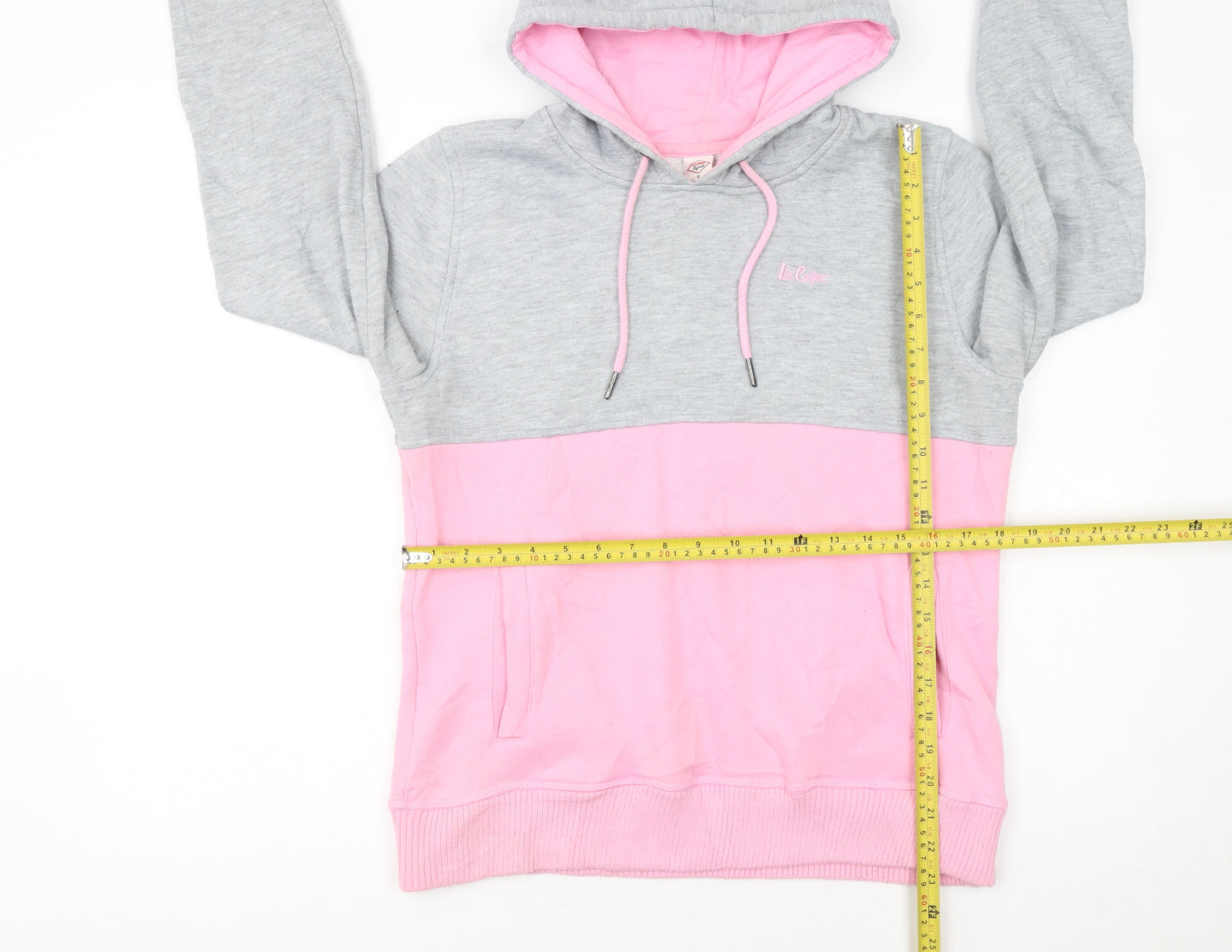 Lee Cooper Women Grey Pink Pullover Hoodie Size 12 Colourblock