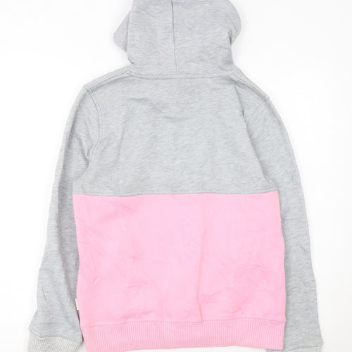 Lee Cooper Women Grey Pink Pullover Hoodie Size 12 Colourblock