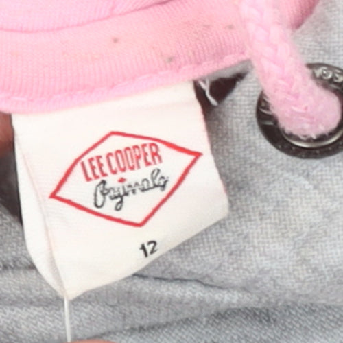 Lee Cooper Women Grey Pink Pullover Hoodie Size 12 Colourblock