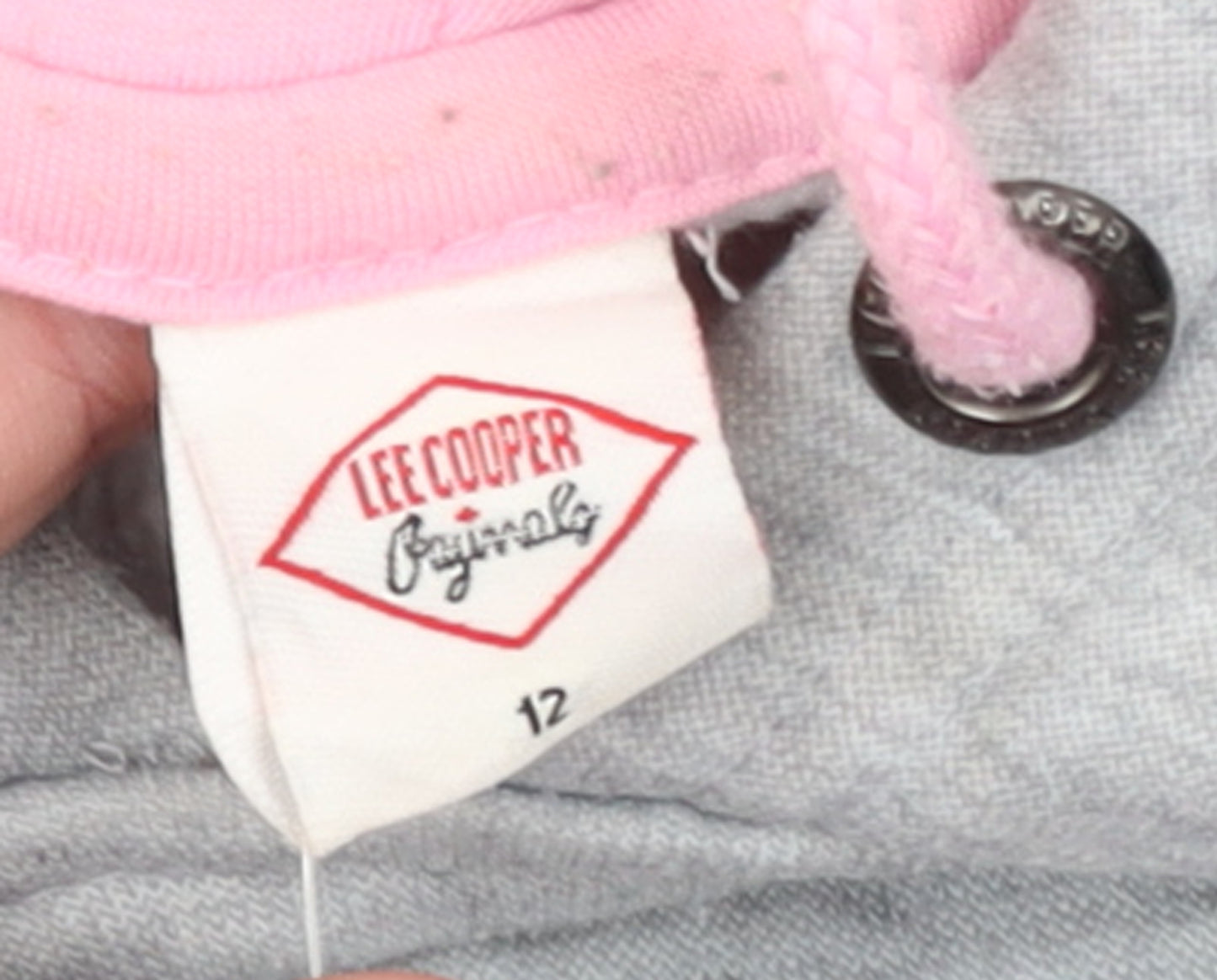 Lee Cooper Women Grey Pink Pullover Hoodie Size 12 Colourblock