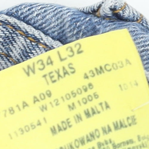 Wrangler Mens Blue Denim Texas Regular Straight Jeans W34 L32