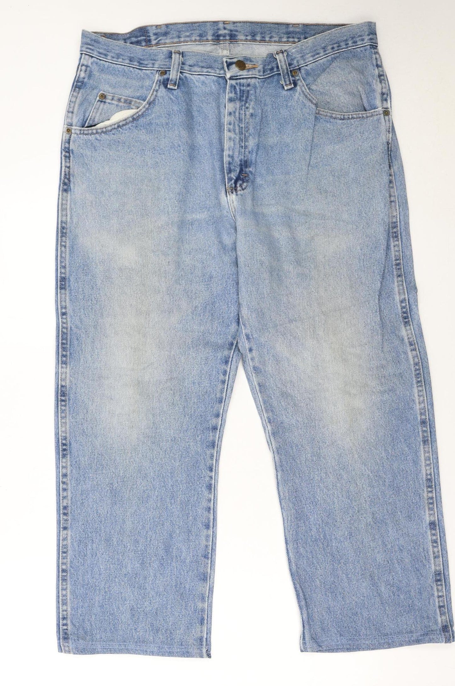 Wrangler Men's Light Blue 36x30 Straight Regular Fit Denim Jeans