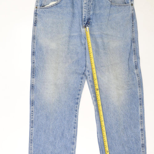 Wrangler Men's Light Blue 36x30 Straight Regular Fit Denim Jeans