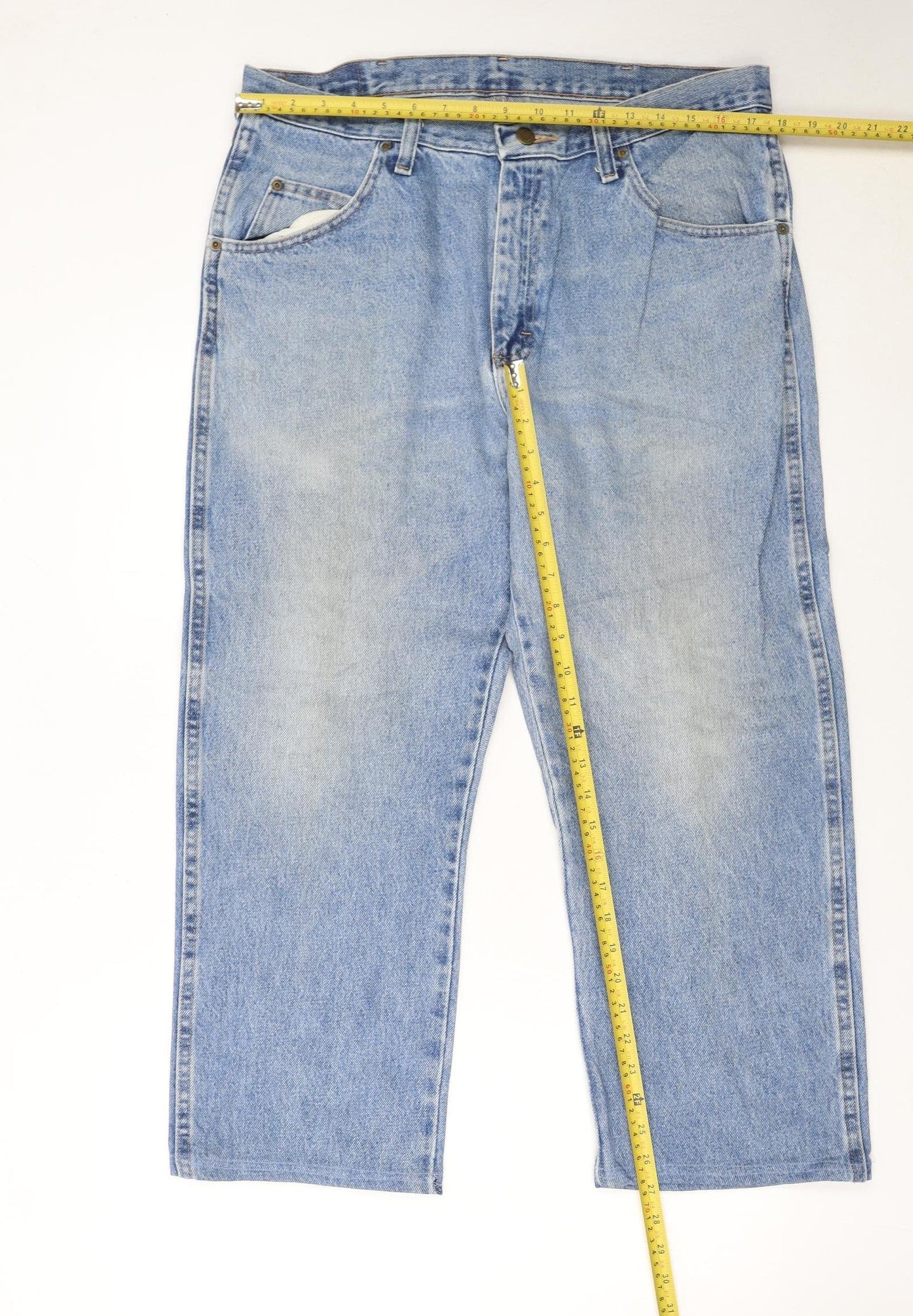 Wrangler Men's Light Blue 36x30 Straight Regular Fit Denim Jeans